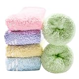 LINSOCLE 5 Paires Chaussettes Chaudes Femme, Chaussettes Pilou Pilou Femme, Douces Corail chaussettes Polaire, Taille Unique 35 42