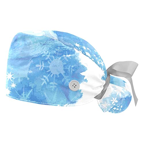 Casquettes de travail respirantes bleues à motif Noël pour cabinet
