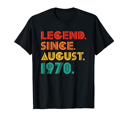 Legend Since August 1970 Birthday Gifts August 1970 Vintage Maglietta