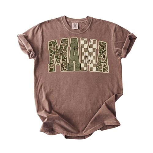 DAYLEA Mama Camo & Checkered Graphic Tee Casual & Trendy Shirt