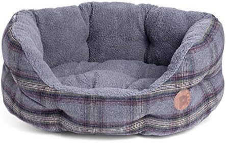 grey oval dog bed