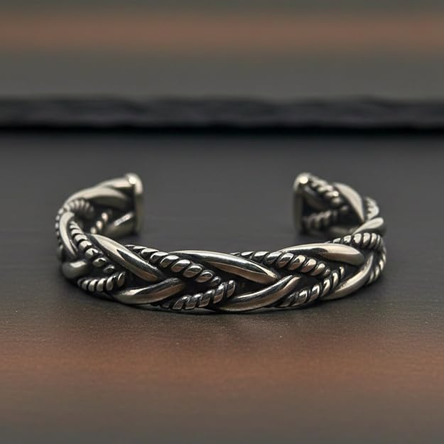 Image of THE MEN THING Combo Cobra Cross Pendant x Twisted Texture Bangle Bracelet| Bold Style Set for Men