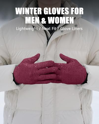 Image of Aegend Lightweight Winter Gloves for Men Women, Warm Running Gloves Touchscreen Thermal Glove Liners for Cold Weather Driving, Cycling & Hiking, Non-Slip, Elastic Cuff, Stretchy, Durable