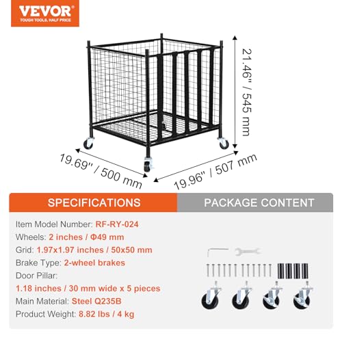 VEVOR Ballwagen Rollwagen 507 x 500 x 545 mm Sportbällen, Abschließbarer Basketballkäfig Ballkäfig, Sportausrüstung für den Innen- und Außenbereich, Rollbar Aufbewahrungswagen aus Stahl für Garagen