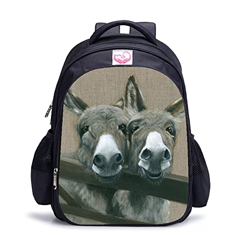 Sac à dos d'école enfants âne 3D sac de loisirs ado 16 pouces