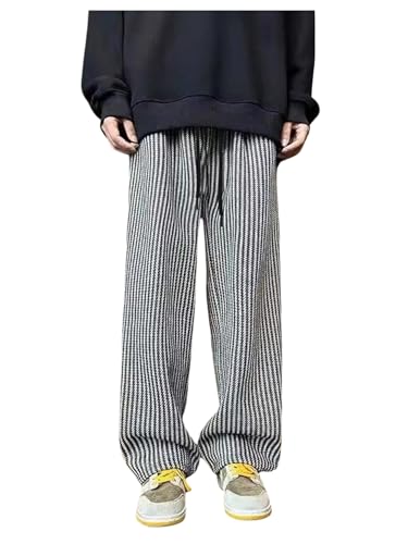 Men's Striped Wide Leg Pants Streetwear Hip Hop Drawstring Baggy Casual Track Pants