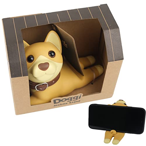 Meroqeel Cute Cell Phone Holder Stand for Desk, iPhone Mount for Office Tablet Accessories Gifts, Cool Desktop Decor Gadgets to Support Your Cellphone for Men Women Boys Girls - Kawaii Dog Shiba Inu