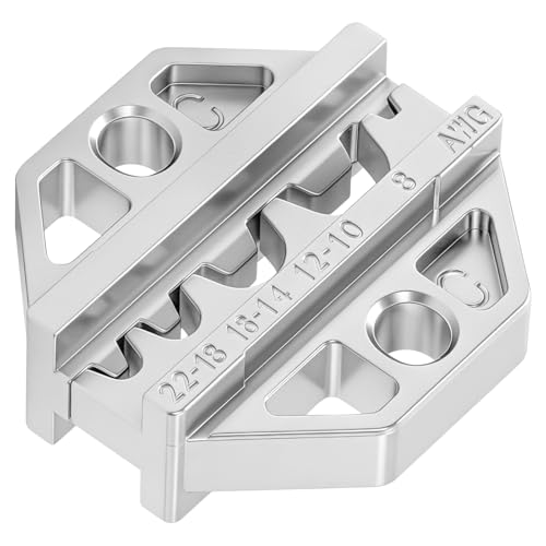 Image of haisstronica Crimping Die for Non-Insulated Terminals, AWG 22-8 | for 7327, Replacement Die, Chromium-Plated Surface, Color-Size Cavities, Home and Workshop Wiring