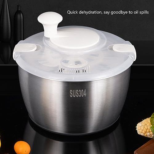 Girador de Salada de Aço Inoxidável Grande, Girador de Alface Manual para Preparação de Legumes, Lav