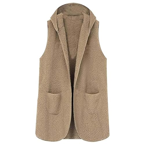 Chaleco largo mujer de moda invierno con forro polar texturizado 3