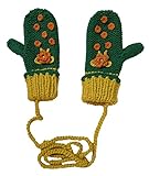 BIBITIME Winter Gloves Flower Bead Decorations Women Mittens Handmade Knit Warm (One Size, Green Yellow)
