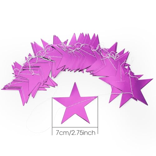Image of Patelai 130 Feet Glitter Star Garland Banner 2026 Party Decoration Double Side Star Hanging String Streamer Paper Twinkle for Graduation Wedding Birthday (Gold and Purple)
