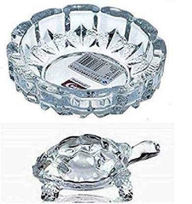 Craftfry Crystal Glass Turtle/kachua Plate Feng Shui Tortoise Plate Vastu Yantra Gift Puja Articles Decorative Showpiece - 10 cm (Glass, Clear). Decorative Showpiece - 5 cm (Crystal, Clear)