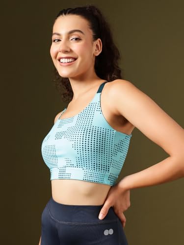 Image of Clovia Women's Polyester Impact Padded Printed Sports Bra With Removable Cups