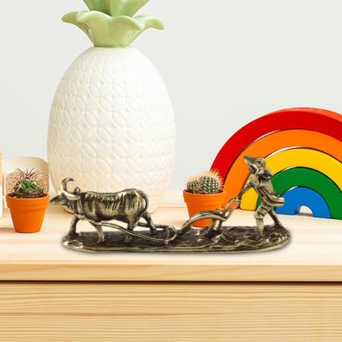 Figura de vaca de bronce miniatura para decoración miniatura 5