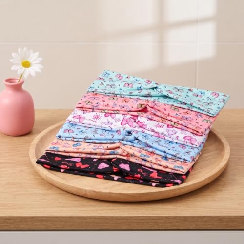 Shengxi Lot de 6 Bandeau pour fille, Bandeau Cheveux Fille Motif Dessin Animé Nœud Croisé Élastique Bandeau Enfant pour École Sport et Loisirs – vue 6