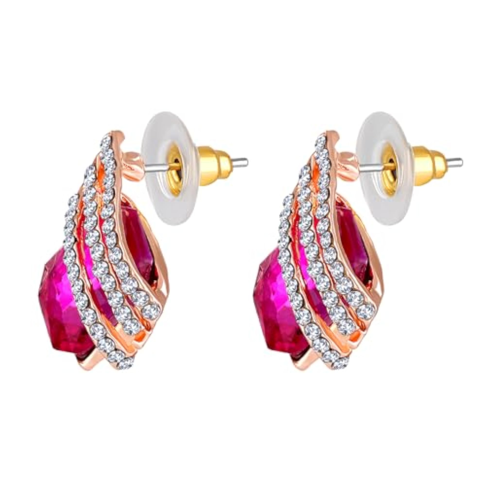 Pink Crystal Angel Wings Pendant Set
