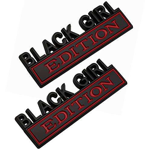 Image of 2Pc Black Girl Edition Emblem 3D Fender Badge Car Truck Decal Fit for Car Truck SUV (Black Red)