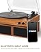 Vintage Vinyl Record Player with External Stereo Speakers, 3-Speed Belt-Drive Turntable with Bluetooth Input, USB to PC Recording, Auto Stop, RCA Out, AUX in, Headphone Jack – Home Decor Gift, Brown
