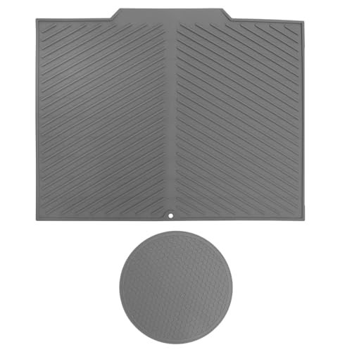 APOMOONS Tappetino Scolapiatti Silicone con 1 Tappetino Rotondo per Lavello, 42 X 31,5 cm Pieghevole Gocciolatoio per Lavello Tappetinos Silicone Cucina Resistente per Stoviglie, Pentole, Tazze