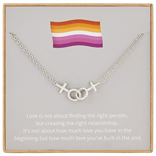 Lesbian Pride Gifts Lesbian Necklace LGBT Pride Necklace Gifts Rhinestone Silver Necklaces