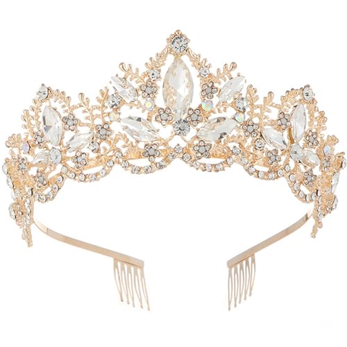 Corona de princesa con cristales y peines para una fijación perfecta y brillo radiante.