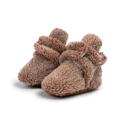 Image of Sawimlgy Newborn Infant Baby Girl Boy Cotton Booties Stay On Sock Slippers Soft Bedroom Shoes Non-Skid Ankle Boots With Grippers Toddler Crib Warm Shoe First Walker Birthday Shower