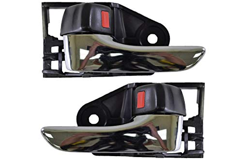 PT Auto Warehouse TO-2248MA-DP - Inner Interior Inside Door Handle, Black Knob with Chrome Lever - Left/Right Pair