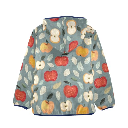 Farmhouse Apples Leaves Girls Fleece Jacket Girls Fall Jacket Boys Coats Zip Up Hoodie Children Sherpa Warm Outerwear 2-10T2