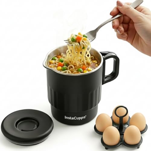 InstaCuppa Portable MultiKettle 1000ml | No More Expensive Hotel Food | Cook Maggi, Rice, Chai Anywhere | Keep Warm | Auto Shut-Off | Foldable handle 