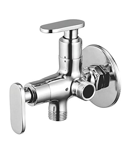 10x Brass Two in One AV-8633 Wall Mount Chrome Plated Angle Cock (Silver)