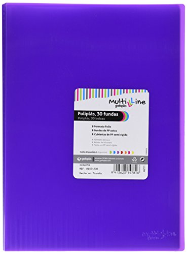 grafoplas 1471735 Folder with 30 Sleeves, Foolscap, Tapas PP, Purple, Violeta, Folio