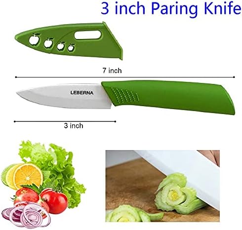 Ceramic Knife Set Ceramic Knives Set for Kitchen Knives Colored w Sheath 6" Bread Knife 6" Chef Knife 5" Utility Knife 4" Fruit Knife 3" Paring Knife 1 Peeler Colorful Rust Free Proof
