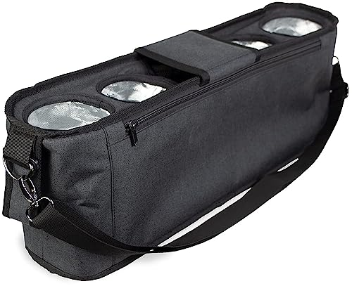 WONDERFOLD Parent Console Stroller Organizer with 4 Insulated Cup Holders, Hook and Loop Closure Handle Attachment, 2 Storage Pockets, and Removable Shoulder Strap for Easy Transportation, Black