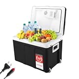 TZS First Austria Nevera eléctrica 45 litros | conexión de 12 V y 230 V | con enchufe de 12 V para el coche | para camping, festivales y viajes | con función de enfriar y mantener caliente | negro