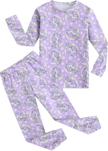 Image of EULLA Kids Pyjamas for Girls Unicorn Pjs Set Long Sleeves Winter Nightwear Birthday Gift Age 6-7 Years