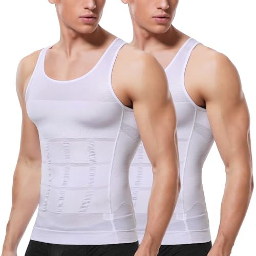 SLIMBELLE Men's Body Shaper Vest Slimming Vest Elastic Shapewear Compression Shirt for Men Slim Tummy Control Waist Trainer Shaper Tank Top