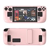 Steam Deck Case - Protective Skin for OLED Accessories, Anti Scratch, Comfortable, Kickstand, Full Protection Sleeve (Pink) for Steam Deck Gaming on the Go