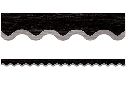 Modern Farmhouse Black With Gray Scalloped Border Trim #TOP13