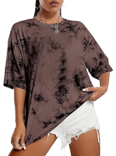 Image of Remidoo Women's Casual Oversized T Shirt Short Sleeve Graphic Tee Letter Tie Dye Shirts