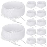 Daifunli 12 pares de cordones planos de encaje blanco de 3 cm de ancho, cordones elásticos de flores huecas para mujer, Blanco, 1.18 inches/ 3 cm wide