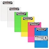 Better Office Products Mini Clipboards (6 Pack), Plastic, Low Profile Clips, Assorted Translucent Colors, Durable, A6 Memo Size, 5.3' x 8',