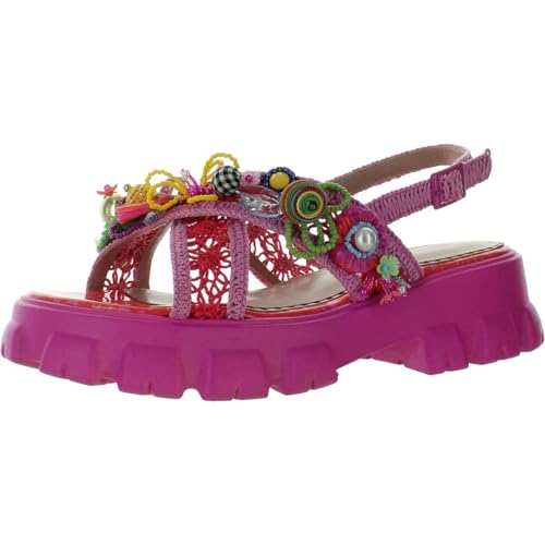 Betsey Johnson Womens GRAYSEN Crochet Crisscross straps Platform Sandals