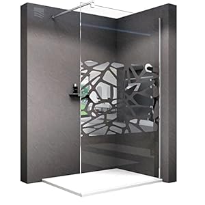 Italiaanse douche van Nano-glas EX101 met band met spiegeleffect – selecteerbare breedte, Inloopbreedte:900mm