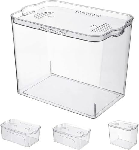 水槽 プラスチック 透明 蓋付き ゴールド 大容量 家庭用 魚飼育用品 水草 室内 安全素材 (L)