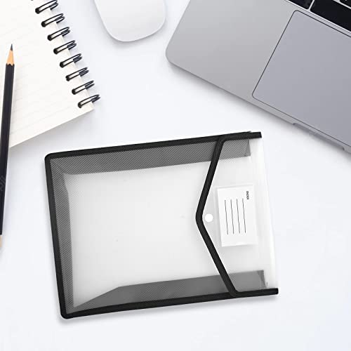 30 Pack Vertical Expanding Folder Black Expanding File Folders Plastic File Folders Envelope Expanding Wallet File Folder Clear File Pouches 13 X9.8 X2.4 Inches For School Office Home Storage #TOP4