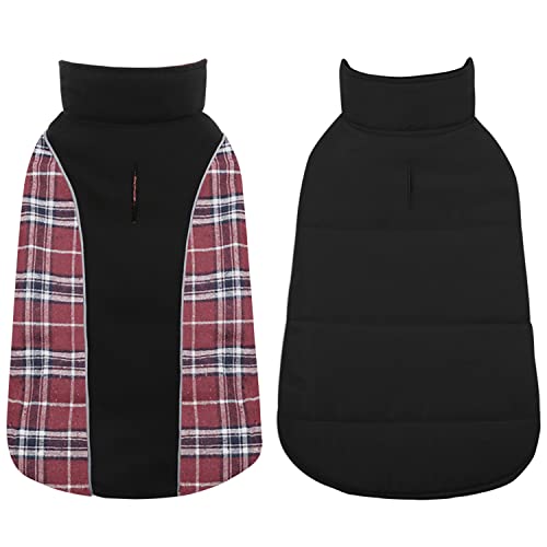 CITÉTOILE Warmer Hundemantel, Doppelseitige Hundejacke mit Reflektierenden Streifen, wasserdichte & Winddicht Winter-Hundekleidung für Kaltes Wetter, Haustierkleidung für Grosse Hund, Dunkelrot, M Cover