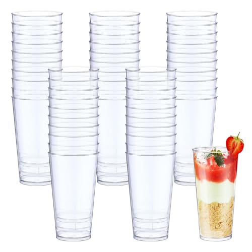 SLTAXAR 50 peças copos de sobremesa de plástico reutilizáveis de 90 ml, copos pequenos para aperitivos, mini chávenas para sobremesas, tiramisu, pudim e ousse, copo aperitivos para catering festas e
