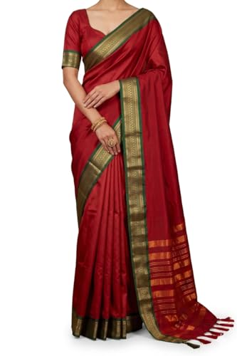 Image of SUPERLAXMI Womens Narayana Pattu Narayanpeth Cotton Silk Saree with unstitched blouse