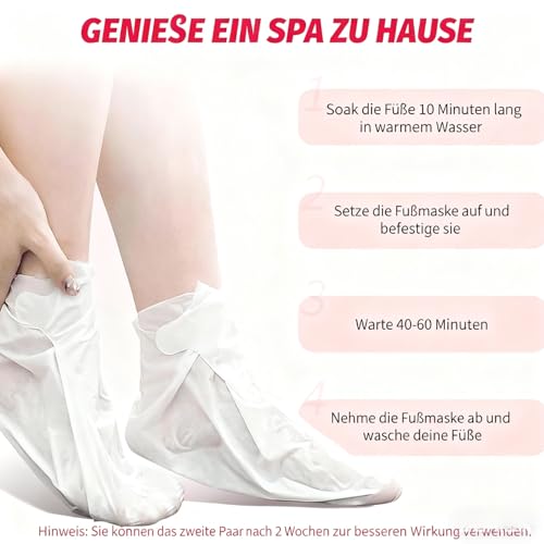 2 Paar Fußmaske-Hornhaut Entfernen Fuß-Erdbeer Peeling Fußmaske -Hornhaut Socken, Abgestorbene und Entfernt Effektiv-für sehr trockene Füße-Exfoliating Fussmaske für Männer und Frauen